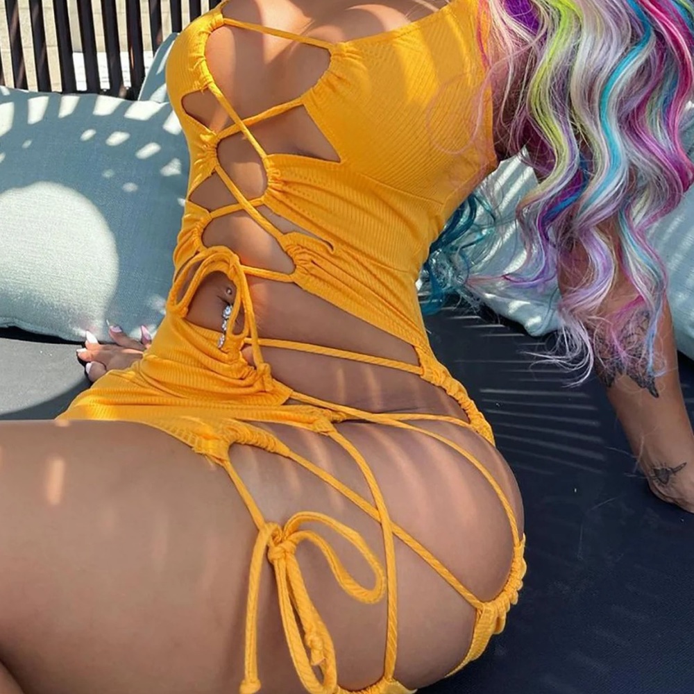 Electric Ribbed Mini Dress
